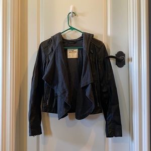 Faux leather hooded Hollister jacket
